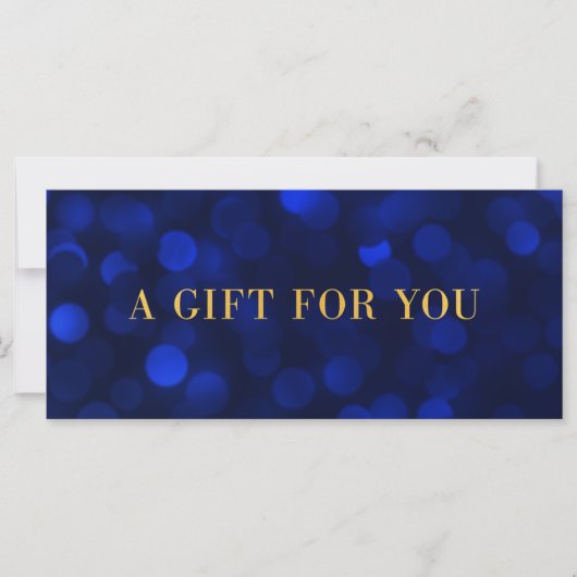Sapphire Blue Bokeh Lights Gold Gift Certificate (Voorkant)