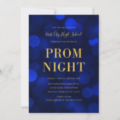 Sapphire Blue Bokeh Lights Gold High School Prom Kaart (Voorkant)
