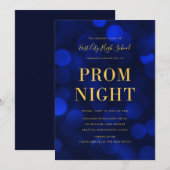 Sapphire Blue Bokeh Lights Gold High School Prom Kaart (Voorkant / Achterkant)