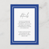 Sapphire Blue Bold Border Modern Wedding Informatiekaartje (Voorkant)