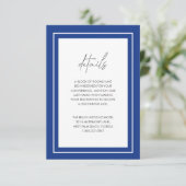 Sapphire Blue Bold Border Modern Wedding Informatiekaartje (Staand voorkant)