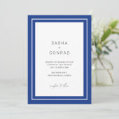 Sapphire Blue Bold Border Modern Wedding Kaart (Staand voorkant)
