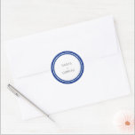 Sapphire Blue Bold Border Modern Wedding Ronde Sticker<br><div class="desc">Moderne trouwstickers met een eenvoudig maar elegant ontwerp met uw namen in een dubbele rand. Het kleurenpalet kan worden gewijzigd in het ontwerpbewerkingshulpmiddel.</div>