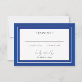 Sapphire Blue Bold Border Modern Wedding RSVP Kaartje (Voorkant)