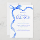 Sapphire Blue Bow Ribbon Baby shower Brunch Kaart (Voorkant)