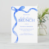 Sapphire Blue Bow Ribbon Baby shower Brunch Kaart (Staand voorkant)