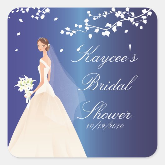 Sapphire Blue Bride Vrijgezellenfeest Square Stick Vierkante Sticker (Voorkant)