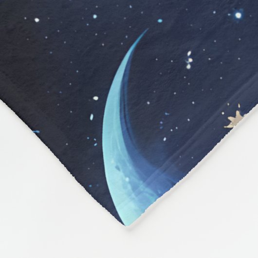Sapphire Blue Celestial Moon Blanket – Luxury Seam Fleece Deken (Hoek)