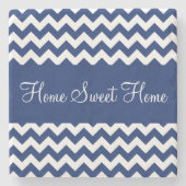 Sapphire Blue Chevron Stripes Stenen Onderzetter (Voorkant)