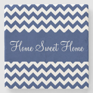 Sapphire Blue Chevron Stripes Stenen Onderzetter