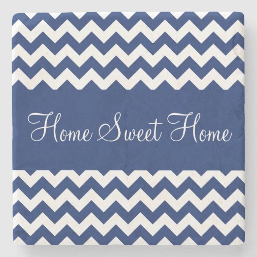 Sapphire Blue Chevron Stripes Stenen Onderzetter (Voorkant)