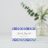 Sapphire Blue Chic & Elegant Ikat Pattern Visitekaartje (Staand voorkant)