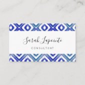 Sapphire Blue Chic & Elegant Ikat Pattern Visitekaartje (Voorkant)