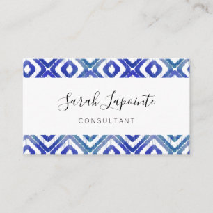 Sapphire Blue Chic & Elegant Ikat Pattern Visitekaartje