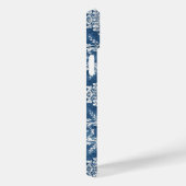 Sapphire Blue Damask Patroonnaam Case-Mate iPhone Case (Achterkant / Rechts)