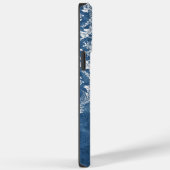 Sapphire Blue Damask Pattern en Name Case-Mate iPhone Case (Achterkant / Rechts)