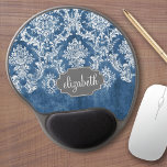 Sapphire Blue  Damask Pattern en Name Gel Muismat<br><div class="desc">Een patroon met een bord en kant. Kijk dicht bij de bloemen en bladeren.Een trendy design met juweelkleuren en elegantie. De punten zijn gemakkelijker om aan te passen wanneer u alle tekst en foto's eerst vervangt. Als je kunst nog moet worden aangepast, klik je op Deze knop aanpassen. Dit zal...</div>