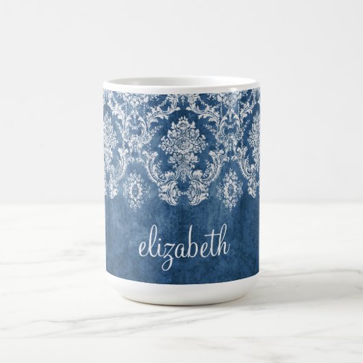 Sapphire Blue  Damask Pattern en Name Koffiemok (Center)