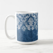 Sapphire Blue  Damask Pattern en Name Koffiemok (Links)
