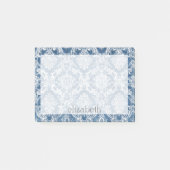 Sapphire Blue Damask Pattern en Name Post-it® Notes (Voorkant)