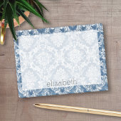 Sapphire Blue Damask Pattern en Name Post-it® Notes