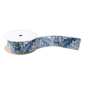 Sapphire Blue  Damask Pattern en Name Satijnen Lint (Spoel)