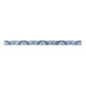 Sapphire Blue  Damask Pattern en Name Satijnen Lint (Voorkant)