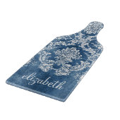 Sapphire Blue  Damask Pattern en Name Snijplank (Hoek)