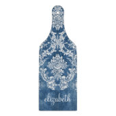 Sapphire Blue  Damask Pattern en Name Snijplank (Voorkant)