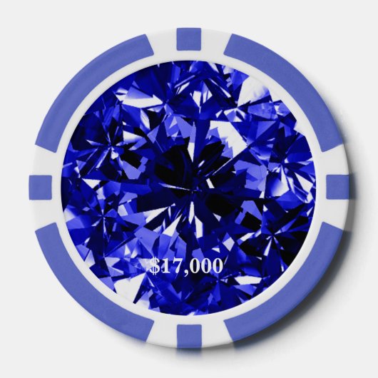 Sapphire Blue Diamond Gem Stone Poker Chip Stripe (Voorkant)
