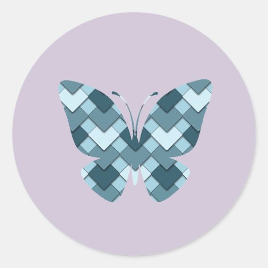 Sapphire Blue Diamond Harlequin vlinder Ronde Sticker (Voorkant)