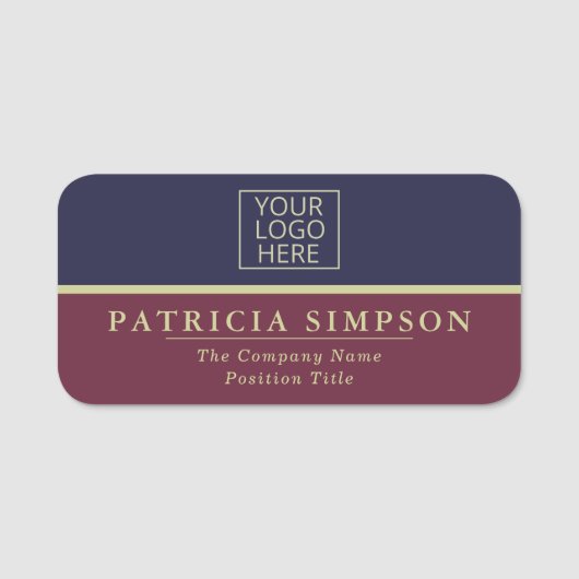 Sapphire Blue en Bourgogne Red: Professionele Logo Naamplaatje (Voorkant)