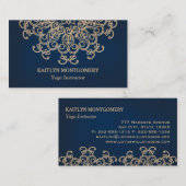 Sapphire Blue en Gold Sunburst Mandala Visitekaartje (Voorkant / Achterkant)