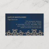 Sapphire Blue en Gold Sunburst Mandala Visitekaartje (Achterkant)