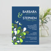 Sapphire Blue en Mint Green Wedding Invitations Kaart (Staand voorkant)