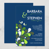 Sapphire Blue en Mint Green Wedding Invitations Kaart (Voorkant / Achterkant)