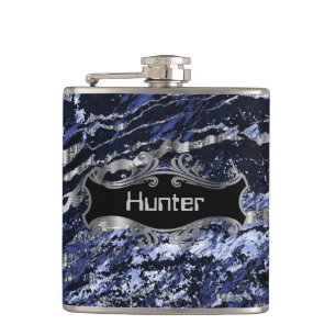 Sapphire Blue en Silver Heupfles