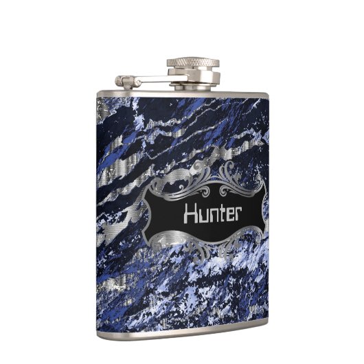 Sapphire Blue en Silver Heupfles (Rechts)