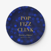 Sapphire Blue Faux Gold Pop Fizz Clink Papieren Bordje (Voorkant)