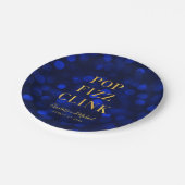 Sapphire Blue Faux Gold Pop Fizz Clink Papieren Bordje (Gekanteld)