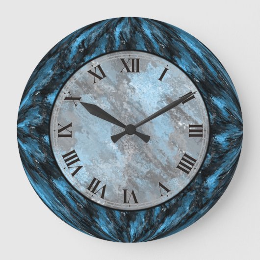 Sapphire Blue Faux Marble Wall klok (Voorkant)