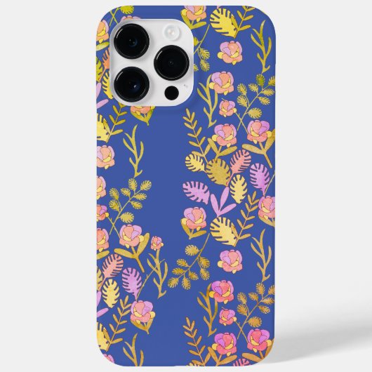 Sapphire Blue Floral Botanical Bliss Telefoon Case (Achterkant)