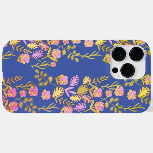 Sapphire Blue Floral Botanical Bliss Telefoon Case (Achterkant (horizontaal))