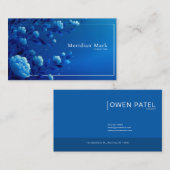 Sapphire Blue Floral Modern Geometric Elegant Visitekaartje (Voorkant / Achterkant)