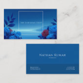 Sapphire Blue Floral Modern Geometric Ocean Visitekaartje (Voorkant / Achterkant)