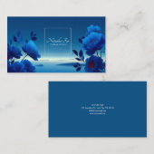 Sapphire Blue Floral Modern Geometric Ocean Visitekaartje (Voorkant / Achterkant)