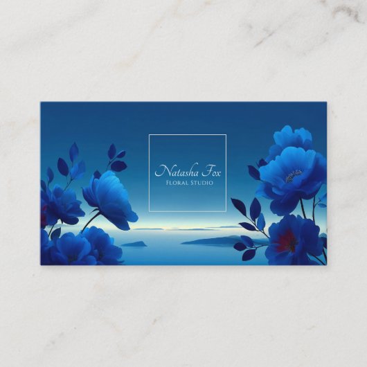 Sapphire Blue Floral Modern Geometric Ocean Visitekaartje (Voorkant)