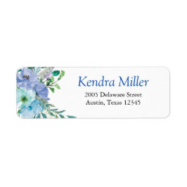 Sapphire Blue Floral Return-adres Etiket