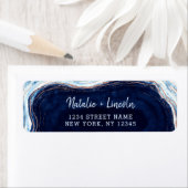 Sapphire Blue Geode Slice Bruiloft Retouradres Etiket (Insitu)