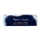 Sapphire Blue Geode Slice Bruiloft Retouradres Etiket (Voorkant)
